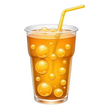 Make a orange tea boba with yellow bubbles sticker