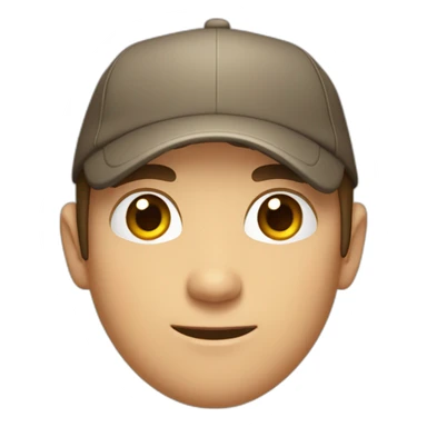 Guy with brown hair and short, brown eyes with a cap the is inside a circle that try to exit sticker