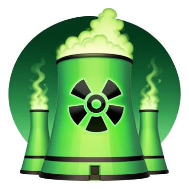nuclear power plant with a green radioactive glow, emoji style, option 1 sticker