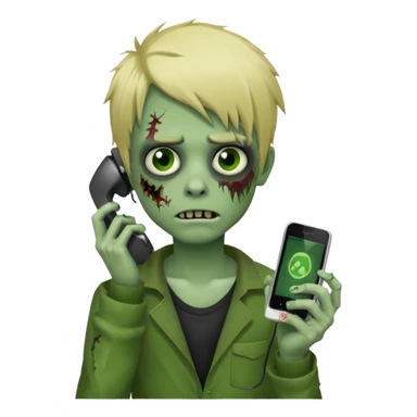 boy-zombie-with-blonde-emo-hair-and-green-skin-and-vegas-phones sticker
