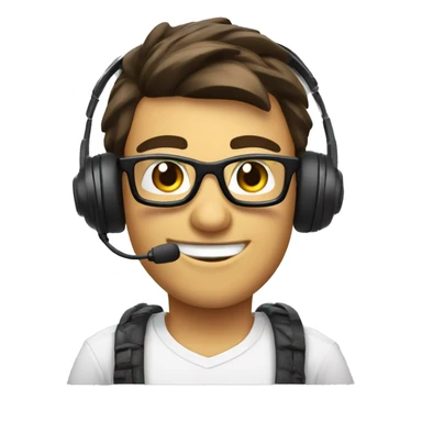 gamer with headset and mic with glasses and smile with thumbs up sticker