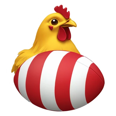 rugby ball French, with a small red chicken in the middle sticker