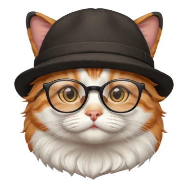 a cat with hat and glasses sticker