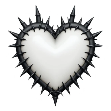 white goth heart with black thorns, dramatic sticker