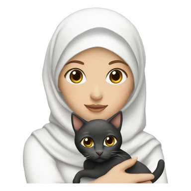 white pretty woman with hijab holding a cat sticker