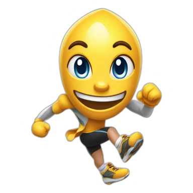 A diamond character with a funny face near the finish line sticker