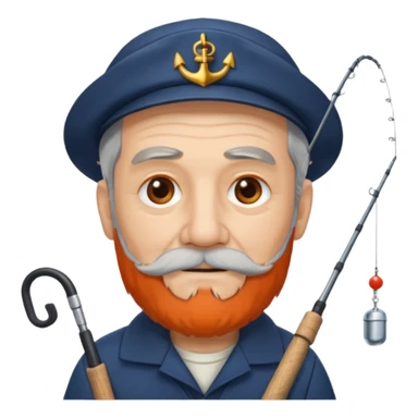 old sailor with a fishing rod sticker