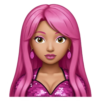 Nicki Minaj with long pink hair, dark pink sequin outfit  sticker