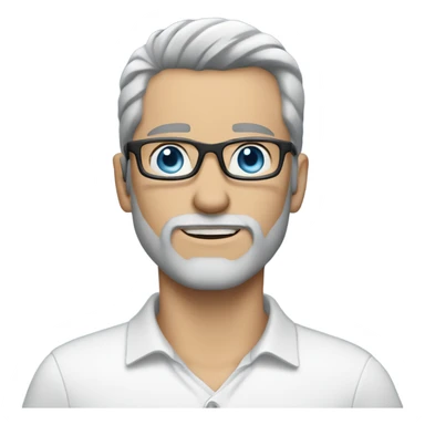 White man black and grey hair right blue eyes blue white glasses short beard  sticker