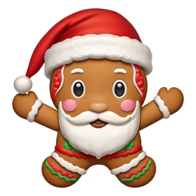 A gingerbread cookie with a face and a Santa hat sticker