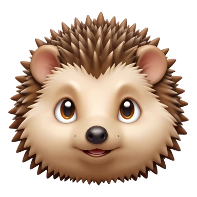 Cinematic Cute Hedgehog Portrait Emoji, Head tilted playfully and inquisitively, featuring a fluffy, spiky brown Fur with an irresistibly cute, round face and tiny ears, round, sparkling eyes filled with curious wonder, Simplified yet irresistibly adorable features, highly detailed, glowing with a warm, friendly glow, high shine, affectionate and quirky, stylized with a touch of woodland whimsy, bright and endearing, soft glowing outline, capturing the essence of a mischievous yet loving hedgehog, so playful it feels like it could roll out of the screen and into your arms! sticker