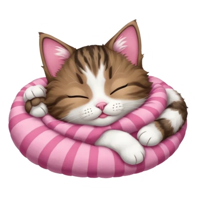 dark brown tabby and white kitten upside down sleeping sticker
