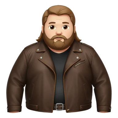 Long hair very fat men with beard in leather jacket sticker