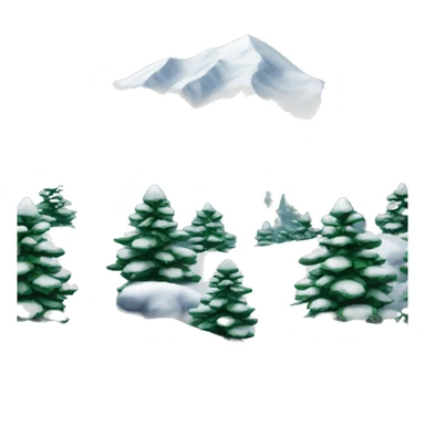 Snowfall on mountain with evergreen trees sticker