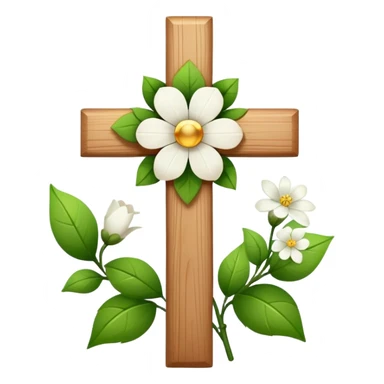 white simple cross with flora sticker