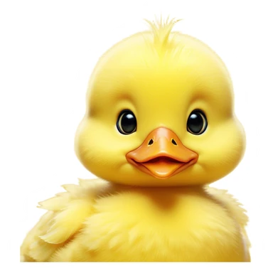 Cinematic Comical Yellow Baby Duck Portrait Emoji, Head tilted dramatically with an exaggeratedly amused expression, featuring a striking, fluffy yellow downy coat with a tiny quirky beak, wide, expressive eyes filled with playful disbelief, Simplified yet hilariously expressive features, highly detailed, glowing with a slightly sassy glow, high shine, dramatic yet playful, stylized with an air of cheeky mischief, bright and endearing, soft glowing outline, capturing the essence of a spirited and over-the-top duckling, so meme-worthy it feels like it could peep its way into internet fame instantly! sticker