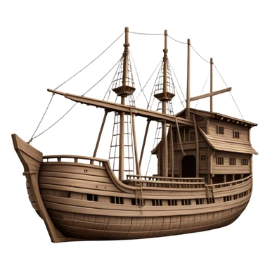 Massive wooden ship ark, empty deck, wide structure, detailed planks and beams, no animals sticker