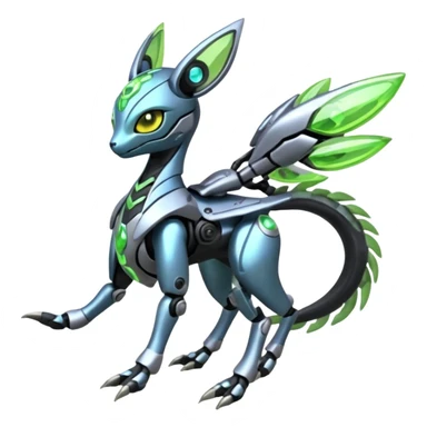  Exotic Organic Mechanical Futuristic Cyborg-Cyber-Meloetta-Zygarde-Zeraora-Protogen-Palkia-hybrid-fusion-Fakémon-creature, full body sticker