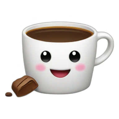 happy blob with coffee and a heart sticker