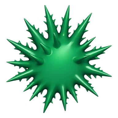 A glossy green paint splash with irregular spiky edges on a transparent background. sticker