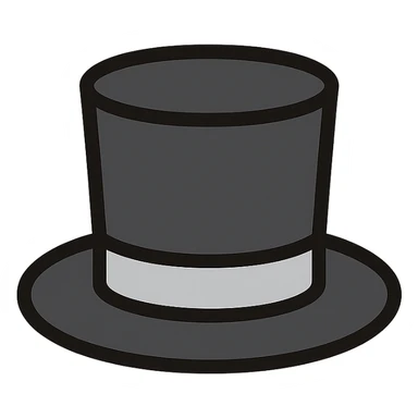 black top hat with gray ribbon icon sticker