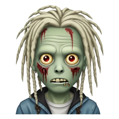 Emoji, Emo, zombie, locs written "CR" on his forehead  sticker