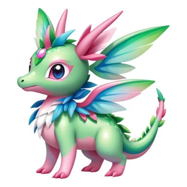 Shiny Exotic Cute Majestic Ethereal Sparkly Flygon-Sylveon-Shaymin-Meganium-Hybrid-Creature sticker