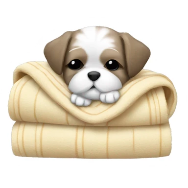 Shi - tzu puppy sleeping with a blanket sticker