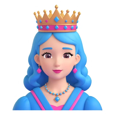 adorable queen with pink and blue hair and a queen crown sticker