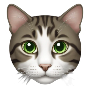 Dark Brown and white tabby cat with green eyes sticker
