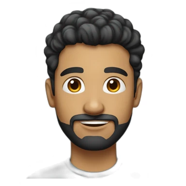 Modern Indian man with short curly black hair, modern haircut, wearing t-shirt and jeans, black short beard sticker