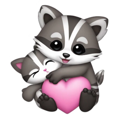 Racoon cuddling with hello kitty sticker