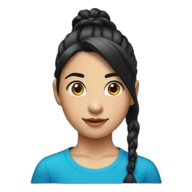 11 years old girl’s portrait with blue t shirt and long black hair tied back in a ponytail  sticker