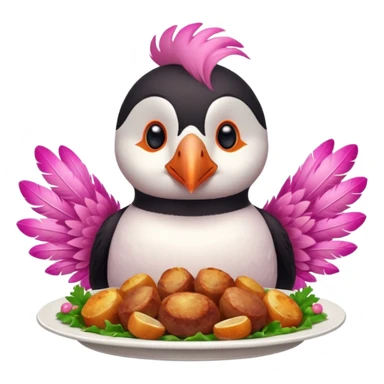 pink puffin pink feathers roast dinner sticker