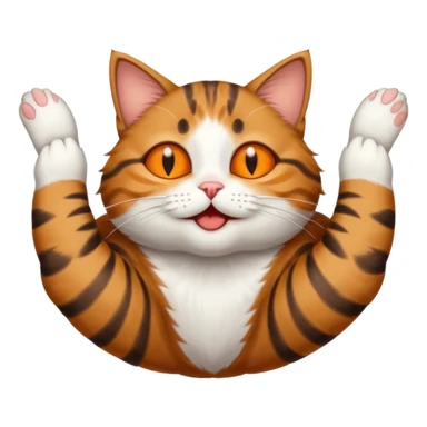 dark brown tabby and white cat in funny positions upside down with eyes closed sticker