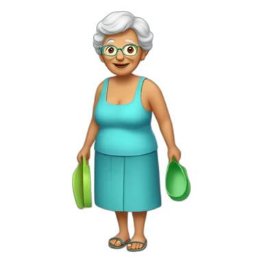 grandma holding flip-flop sticker