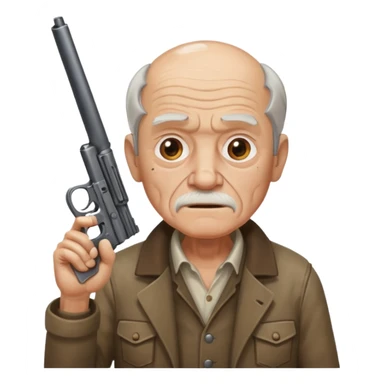 Make a emoji of a old man with a gun sticker