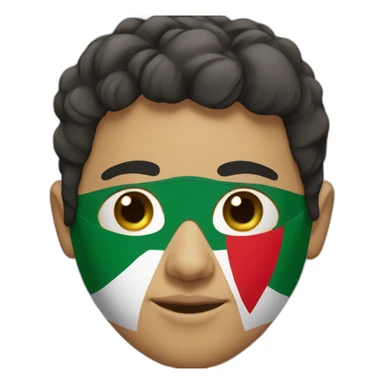 The face of a boy wearing a Palestinian mask  sticker