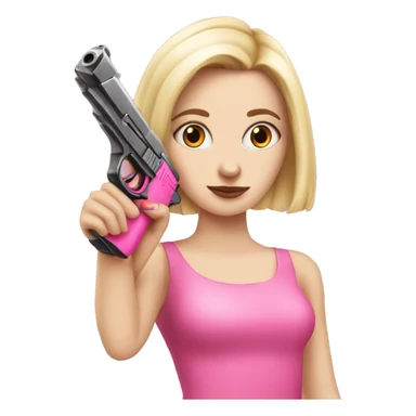 White Girl hand pink nails holding pink gun sticker