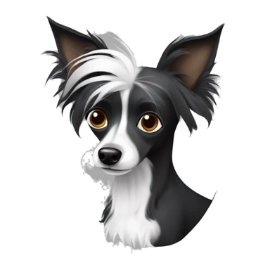 Black chinese crested dog 2 black paws and två white. Black and white hair sticker