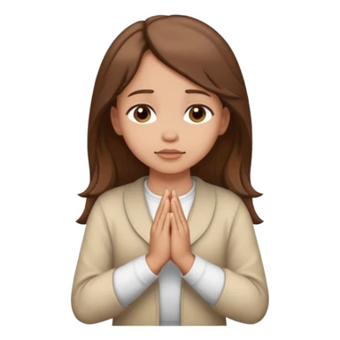 Light skin girl with brown hair praying sticker