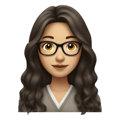 a brunette girl with long hair and hexagone glasses  sticker