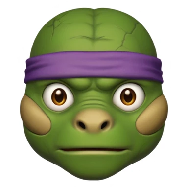 Donatello from Teenage Mutant Ninja Turtles, emoji style, head only, with a serious expression sticker