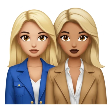 Boujy baddie best friends blonde and brunette, trendy heavy makeup sticker