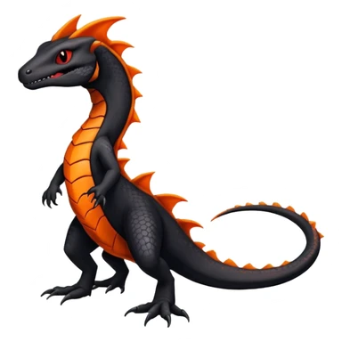 Black an Orange Salandit-Salazzle-Draco-Drakeon-Fakémon-creature-hybrid sticker