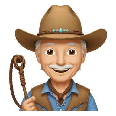 Give this emoji 🤠 a whip make it an old white guy with a whip  sticker