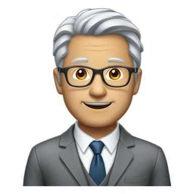 grey haired man with no mustache and with glasses in business suit sticker