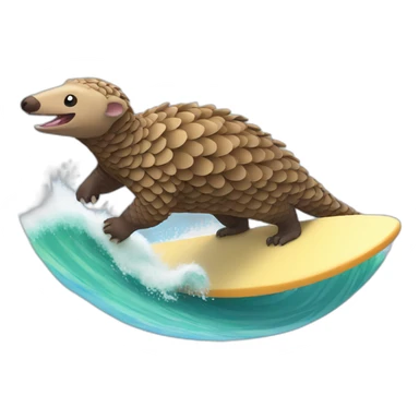 pangolin surfing wave sticker