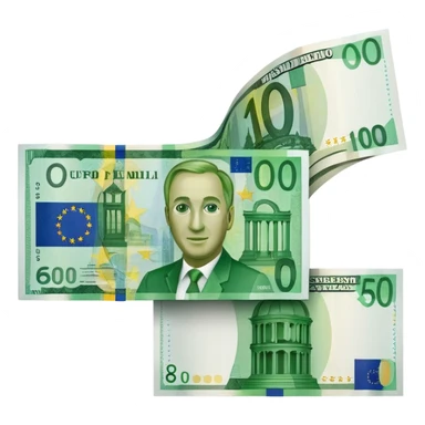 shiny green euro bill with '0€' sticker