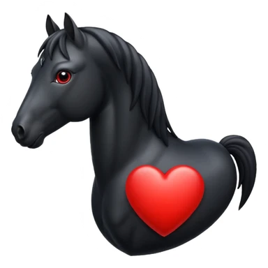 Black Horse centered within a red heart emoji sticker